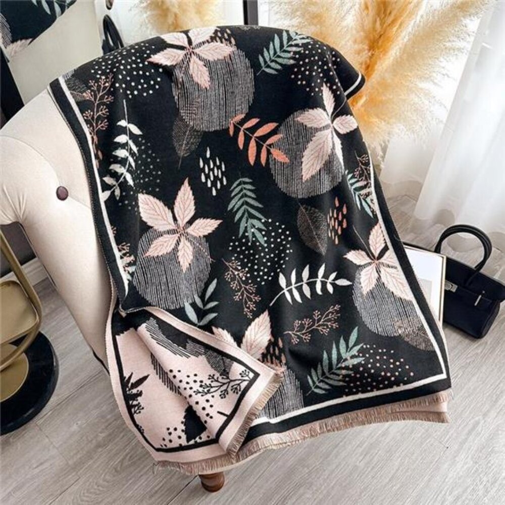 Printed Raw Hem Scarf